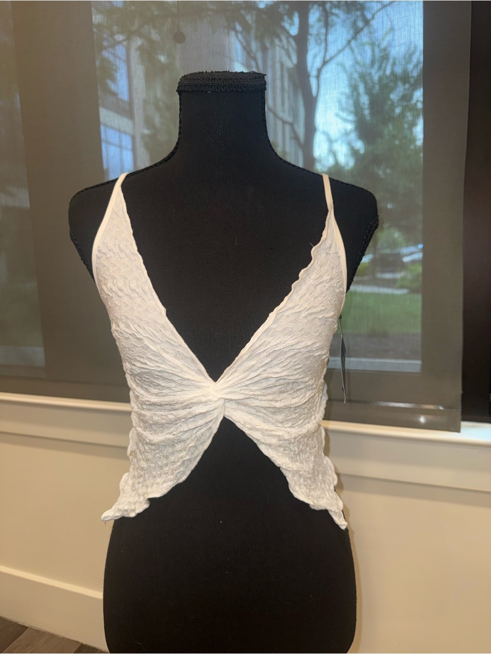 White Twist-Front Spaghetti Strap Top